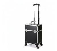 predolo Professional Makeup Case Rolling Trolley Organizer Cosmetic Train Case Storage Box with Build Raised Top Keyed Locks Suitable for Studio setups Work Travel, Taller Lid