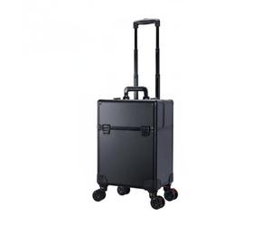 predolo Professional Makeup Case Rolling Trolley Organizer Cosmetic Train Case Storage Box with Build Raised Top Keyed Locks Suitable for Studio setups Work Travel, Taller Lid Wheels A