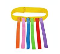 predolo Pull the Tail Game Belt Parent-Child Children's Play Sensory Training Tails Colorful Design Adjustable Waist Belt with Ribbons for Kindergarten, Yellow