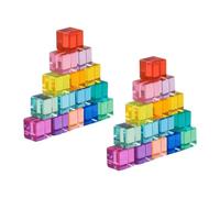 predolo Rainbow Building Blocks Set Rainbow Acrylic GEM Cubes Blocks Stacking Toy for Ages 3-6, 30Pcs