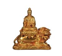 predolo Religious Statue Primordial One Deity Figurine Seated God Idol Brass Sculpture Altar Decor Gilded Copper Look With Refined Details And Stable Form suitable for devotional altar living room