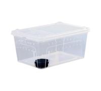 predolo Reptile Feeding Box, Incubation Container, Portable Transparent Terrarium, Breeding Box for Small Pets And Lizards, 32x22x15cmBlack Bowl