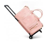 predolo Rolling Travel Backpack Leather-Like Wheeled Backpack Reinforced Seams, Array, Pink