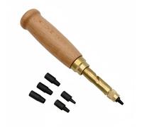predolo Rotary Leather Punch Replaceable Heads Belt Hole Punch Multi-Interchangeable Tip Design, Leather Hole Puncher With Original Wood Handle - 7 Sizes