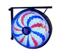 predolo Round Barber Pole Light Novelty Colorful Barber Shop Sign LED Indoor Outdoor