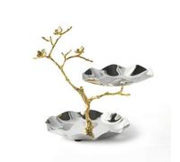 predolo Serving Stand with Bowls Gold-Tone Two-Tier Serving Platter Decorative Two-Tier Fruit Bowl for Hosts, Dessert Presentation, Dining Tables