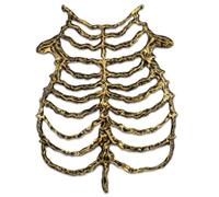 predolo Skeleton Chest Cavity Wearable Bone Torso Accessory Hollow out Prop for Trick-orHalloween Revelers, Array, Black Gold
