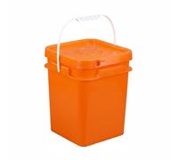 predolo Square Bucket with Lid Versatile Use Square Bucket with Lid Fall Resistant Stackable Bin for Warehouse, Pantry, Garage, Orange, 13L