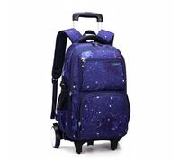predolo Stair Climbing Academic Pack Rolling School Backpack Water-Resistant Wheeled Bookbag for Students, Dark Blue, Starry Sky Big Wheel