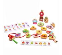predolo Stringing Educational Play Wooden Bead Puzzle Reasoning Thinking Wooden Threading Game for Kids