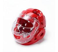 predolo Taekwondo Helmet with Face Guard Thickened Ear Protection Full Face Fighting Arts Helmet Impact Resistant Karate Headgear Featuring a Visor for Adults, Red, S