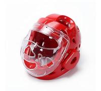 predolo Taekwondo Helmet with Face Guard Thickened Ear Protection Full Face Fighting Arts Helmet Impact Resistant Karate Headgear Featuring a Visor for Adults, Red, L