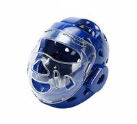 predolo Taekwondo Helmet with Face Guard Thickened Ear Protection Full Face Fighting Arts Helmet Impact Resistant Karate Headgear Featuring a Visor for Adults, Blue, Xs