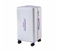 predolo Trolley Travel Case Reinforced Corners Luggage with Rotating Wheels Scratch-Resistant Suitcase with Rotating Wheels for Commuters, Students, White-Purple, 28 Inch