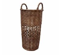 predolo Vintage Storage Basket Wicker Basket Rattan Bin Handwoven Barrel Shape With Decorative Band And Easy Carry Handles For Organized Suitable for bedroom closet foyer studio