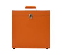 predolo Vinyl Record Case with Handle, Classic Faux Leather, Holds 30 LPs, Ideal for Bedroom, Parties And Closets, Orange