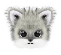 predolo Wearable Vulpine Headpiece Soft Pile animal Halloween Costume Accessory, Dark Gray And White