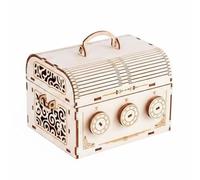 predolo Wooden Puzzle Box Cut Pieces Wooden Code Box Brain Teaser DIY Assembly Model for Desk Display, Large Password Box