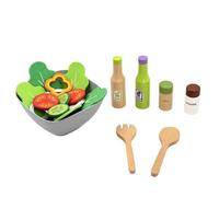 predolo Wooden Salad Set Child-Centered-Influenced Salad Playset Educational Pretend Play Pretend Play Set with Bowl for Playroom
