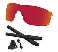 Predrox EV Zero Pitch Lenses & Rubber Kits Replacement for Oakley Polarized OO9383 Sunglass, Red Mirror