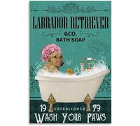 Preeklen Animal Poster Labrador Poster Green Bath Soap Company Labrador Retriever Art Poster And Wall Art Picture Print Modern Family Bedroom Decor Metal Tin Sign 6x8 Inch