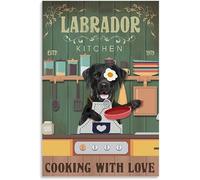 Preeklen Animal Poster Labrador Poster Labrador Retriever Kitchen Cooking With Love Poster Decorative Painting Wall Art Living Room Posters Metal Tin Sign 12x16 Inch