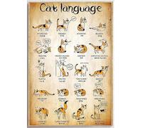 Preeklen Cat Language Translator Poster Funny Wall Decor For Home Bars Pubs Cafes Retro Art Sign Rusty Metal Tin Sign 12x16Inch