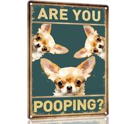 Preeklen Chihuahua Dog Vintage Metal Sign Are You Pooping Sign Bathroom Funny Art Poster Decoration Toilet Cave Bar Home Bathroom Wall Decoration Sign 6x8 Inch