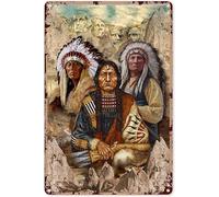 Preeklen Native American Decor Wall Art Btg Indigenous Man Native American Tin Sign Decoration Chic Metal Poster Wall Decor Art Gift For Home Party Outdoor Metal Tin Sign 6x8 Inch