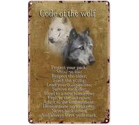 Preeklen Native American Indian Metal Signs Code Of The Wolf Tin Sign Decoration Vintage Chic Metal Poster 6x8 Inch