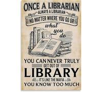 Preeklen Retro Posters Once A Librarian Poster Decorative Painting Wall Art Living Room Posters Metal Tin Sign 6x8 Inch