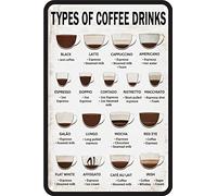 Preeklen Vintage Retro Coffee Drinks Sign 8 x 12 inches Tin Metal Wall Decor