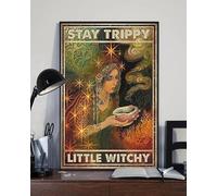 Preeklen Witch Stay Trippy Little Witchy Poster Vintage Room Home Decor Wall Art Gifts Idea Metal Tin Sign 6x8 Inch