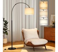 PreeOtti Arc Floor Lamp, Standing Lamp with Remote Control, Modern Floor Lamp for Living Room with Dimmable 3 Color Temperatures, Tall Lamp Corner Lamp for Bedroom Office Dorm Room, Bulb Included