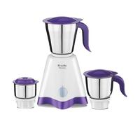 Preethi Crown (MG-205) Mixer Grinder 500W Motor 3 Stainless Steel Jars for Wet & Dry Grinding, Chutney & Masala Prep Shock-Proof ABS Body White & Purple Indian Mixer Grinder for Home Kitchen