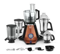 Preethi Zodiac Stardust Mixer Grinder for Kitchen, 5 Jars 750 Watt Mixie (3 Stainless steel Jars +1 Juicer Jar+1 Master Chef Plus Food processor Jar), Black/Copper (MG-265) (Copper/Black)
