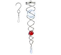 Prefdo 12 inch Gazing Ball Spiral Tail, Stainless Steel Wind Spinner Stabilizer with 2 Glass Balls Prism and Hanging Swivel Hook for Outdoor Yard Garden Decoration(Red)