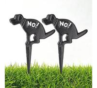 Prefdo 2 Pack Cast Iron No Poop Signs - Keep Dogs Off Grass, No Peeing or Pooping Signs for Outdoor Yard Lawn Garden (Black)