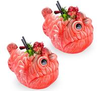 Prefdo 22 fl oz Ceramic Tiki Mugs - Weird Fish Design