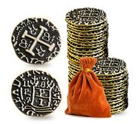 Prefdo 50PCS Bronze Treasure Coin Set - Spanish Doubloon Replicas for Board Games, Pirate Party Cosplay, 1.18in