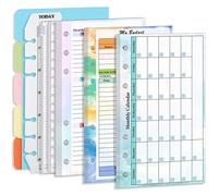 Prefdo A6 Budget Planner Refill Set, 82 Sheets Weekly Planner Monthly Calendar Inserts 6-Hole Budget Planner with Binder Pocket, Paper Divider, Ruler, Index Tabs (Set 1)