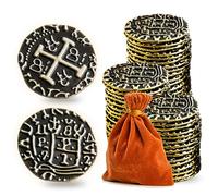 Prefdo Bronze Treasure Coin Set - 100PCS Spanish Doubloon Replicas, Fantasy Metal Coins for Board Games, Cosplay, 1.18in