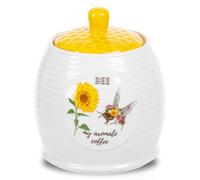 Prefdo Kitchen Storage Canisters Honey Bee & Flower Pattern Ceramic Tea Coffee Sugar Storage Canister Jar with Airtight Lid for Home Modern Kitchen, 780ml/26oz, Large