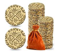Prefdo Metal Pirate Coins, 50PCS X Large Gold Treasure Coin Set Spanish Doubloon Replicas Fantasy Metal Coins Pirate Gold Coins Tokens for Board Games Pirate Party Cosplay