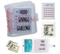 Prefdo Mini Budget Binder with Cash Envelopes - Easy and Fun Way to Save $1000 - Cash Envelope Binder for Offices, Home, School (Pink)