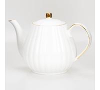 Prefdo Porcelain Tea Pot with Lid British Style Ceramic Teapot White Coffee Pot Water Kettle for Tea/Coffee/Milk/Women/Home/Kitchen/Office/Coffee Shop/Tea Party