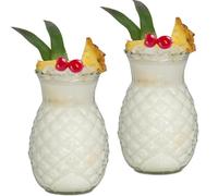 Prefdo Set of 2 Pineapple Cocktail Glasses, 20 Ounce/570ml Fun Cocktail Jars Tiki Cups for Bar, Party
