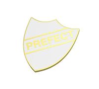 Prefect Shield School Badges, Metal, Pack of 4, Available in Blue, Green and Red (White)