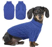 Preferhouse Dog Pullover Sweater, Cable Knitwear, Classic Turtleneck Warm and Soft Clothes for Chihuahua, Bulldog, Dachshund, Pug, Yorkie, Dog Outfits for Small Dogs Medium Dogs, Blue M