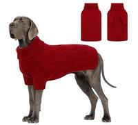 Preferhouse Dog Sweaters for Large Dogs, Turtleneck Long Sleeve Dog Knitted Sweater, Fall Winter Warm Sweaters for Great Dane, Solid Pull-on Pets Sweatshirt, Red 4XL